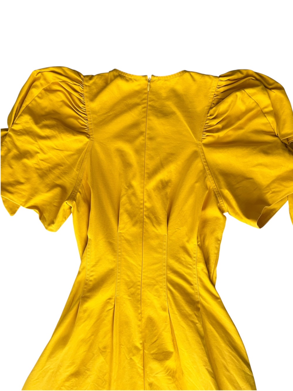 Sea New York Women’s Lennox Puff Sleeve Yellow Fit & Flare Mini Dress Size 4 - Picture 7 of 12